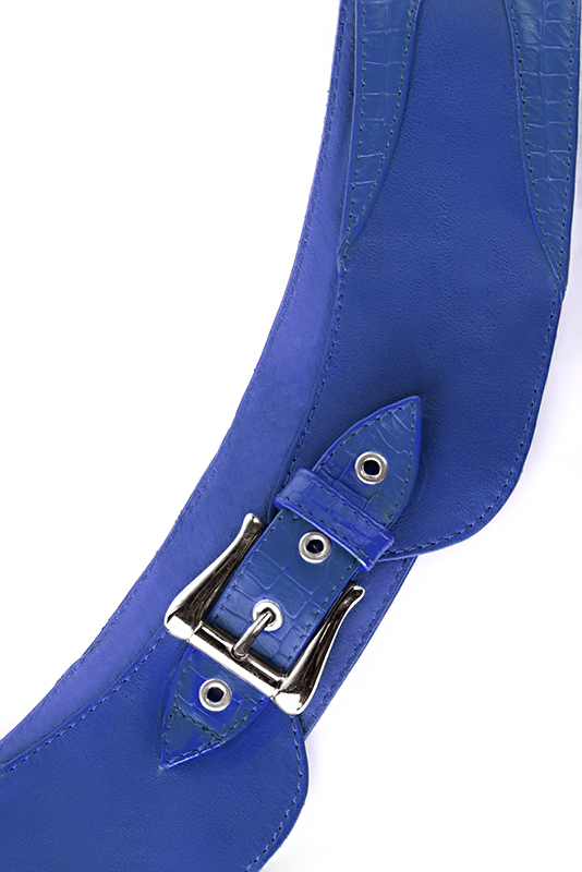Electric blue women's dress belt, matching pumps and bags. Made to measure. Top view - Florence KOOIJMAN